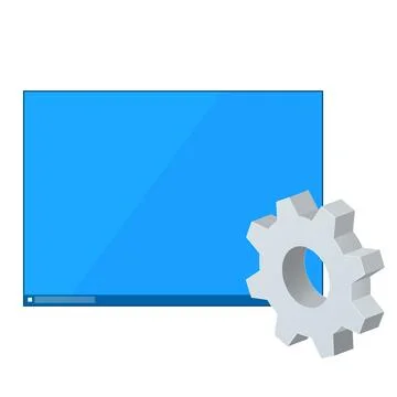 Mockup of desktop or program window with gear icon Settings icon or instructi Stock-Illustration