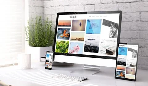 Mockup devices on a portfolio website Stock-Illustration