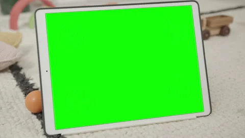 Mockup of Digital Tablet in Children's Room Interior Vídeo Stock 150477845