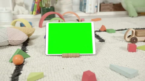 Mockup of Digital Tablet in Children's Room Interior Stock Footage 150478038