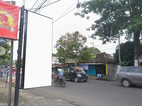 Mockup of empty billboards on the side of the highway, blank advertising Stock Photos