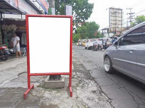 Mockup of empty billboards on the side of the highway, blank advertising Stock Photos