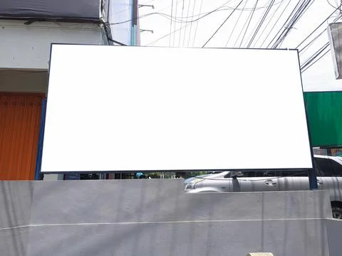 Mockup of empty billboards on the side of the highway, blank advertising Stock Photos