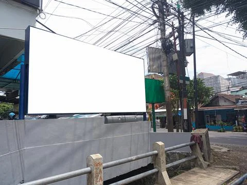 Mockup of empty billboards on the side of the highway, blank advertising Stock Photos