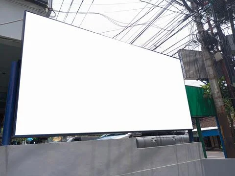 Mockup of empty billboards on the side of the highway, blank advertising Stock Photos