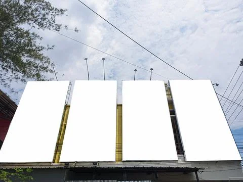 Mockup of empty billboards on the side of the highway, blank advertising Stock Photos