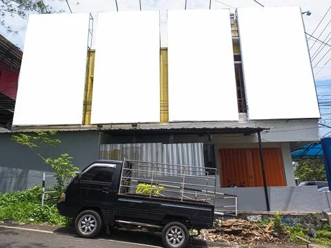 Mockup of empty billboards on the side of the highway, blank advertising Stock Photos