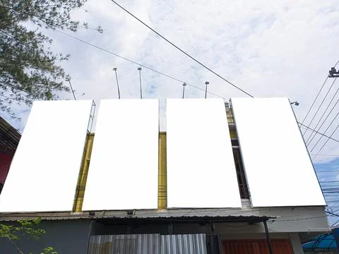 Mockup of empty billboards on the side of the highway, blank advertising Stock Photos
