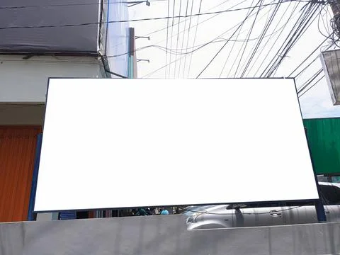 Mockup of empty billboards on the side of the highway, blank advertising Stock Photos