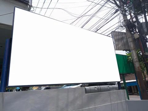 Mockup of empty billboards on the side of the highway, blank advertising Stock Photos
