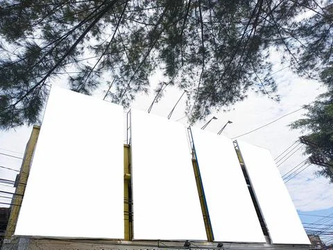 Mockup of empty billboards on the side of the highway, blank advertising Stock Photos