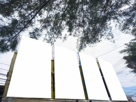 Mockup of empty billboards on the side of the highway, blank advertising Stock Photos