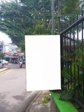 Mockup of empty billboards on the side of the highway, blank advertising Stock Photos
