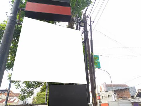 Mockup of empty billboards on the side of the highway, blank advertising Stock Photos