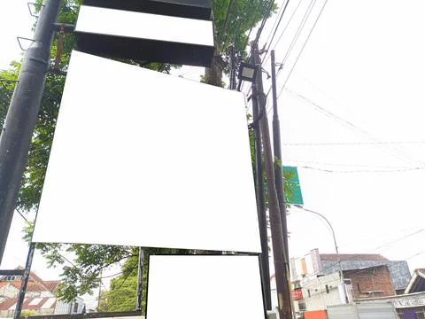 Mockup of empty billboards on the side of the highway, blank advertising Stock Photos