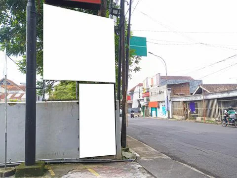 Mockup of empty billboards on the side of the highway, blank advertising Stock Photos