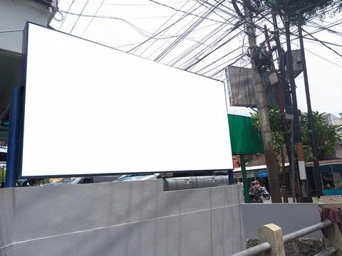 Mockup of empty billboards on the side of the highway, blank advertising Stock Photos