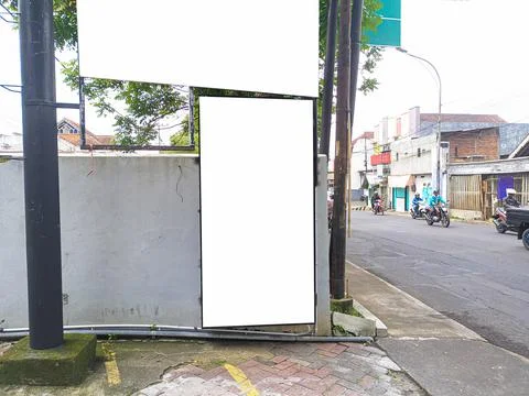 Mockup of empty billboards on the side of the highway, blank advertising Stock Photos