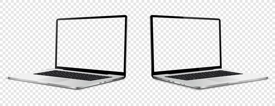 Mockup of empty laptop screen isolated on transparent background Illustrazione stock