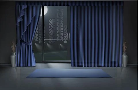 Mockup of empty room, interior in night Stock-Illustration