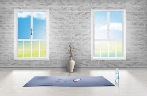 Mockup of empty room, studio for yoga Stock-Illustration