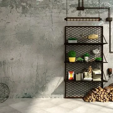 Mockup empty wall background loft for painting Stock Illustration