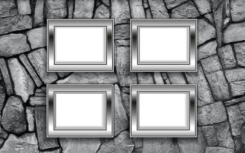 Mockup with empty white stretch ad banner on brick wall background. Billboard Stock Illustration