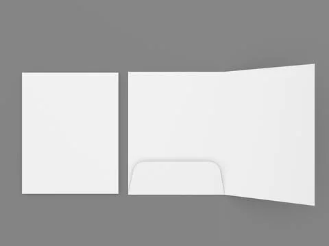 Mockup of a folder with a pocket for A4 sheets of paper on a gray background. Stock Illustration