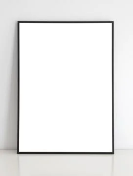 Mockup frame on white wall 스톡 사진