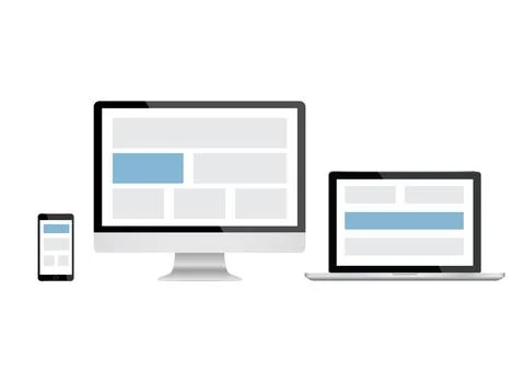Mockup gadget and device. Responsive design for website. computer screen, lap Illustrazione stock