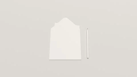 Mockup of greeting card in square envelope with pencil Stock Illustration