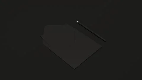 Mockup of greeting card in square envelope with pencil Stock Illustration
