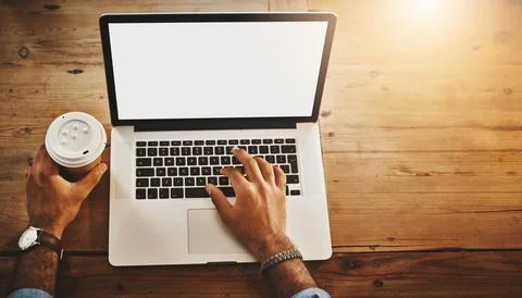 Mockup, hands or man on computer screen for web design for creative website and 写真素材