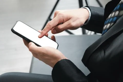 Mockup image blank screen mobile phone for your advertising text message. Stock Photos