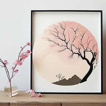 Mockup image of a cherry blossom tree in full bloom. Stock Illustration