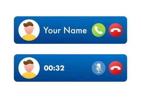 Mockup incoming call. Call screen Interface. Vector stock illustration. Illustrazione stock