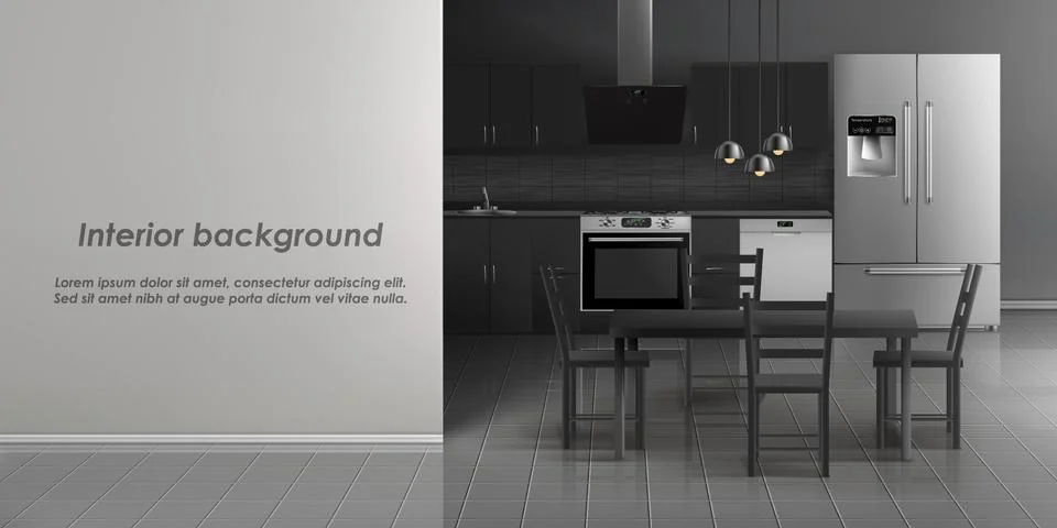 Mockup of kitchen room interior Stock Illustration