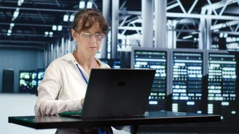 Mockup laptop server rows fixing Stock Photos