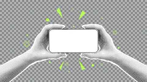 Mockup of mobile phone in hands Stock Illustration