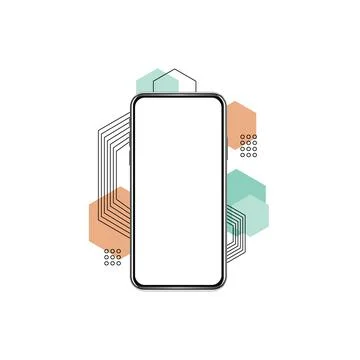 Mockup of modern phone device. Vector eps10 realistic smartphone template. Mo Stock Illustration