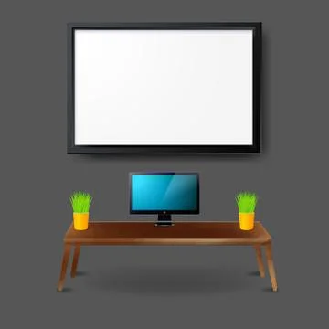 Mockup modern workplace Interior template. Layout template. Office Stock Illustration