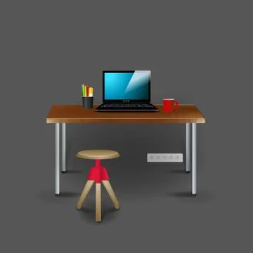 Mockup modern workplace Interior template. Layout template. Office Stock Illustration