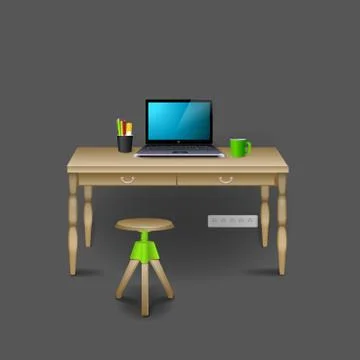 Mockup modern workplace Interior template. Layout template. Office Stock Illustration