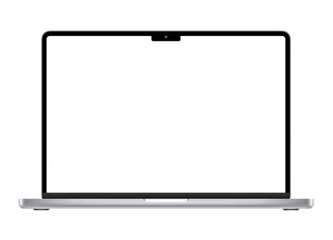 Mockup notebook with isolated screen. New laptop, computer, insulated on wh.. Illustrazione stock