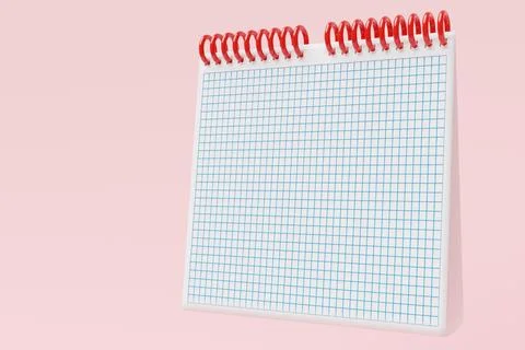 Mockup notebook  with space for notes. Open notepad on rings. 3D illustration Stock Illustration