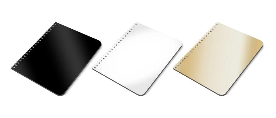 The mockup of a notebook on a spring is an isolated illustration On A White Stock Illustration