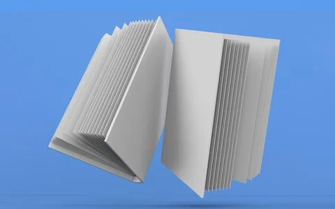 A mockup of an open and closed book levitating above the surface. mockup with Stock Illustration