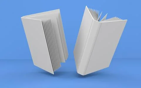 A mockup of an open and closed book levitating above the surface. mockup with Stock Illustration