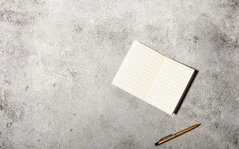 Mockup with open lined notebooks and pen isolated on concrete background Stock Photos