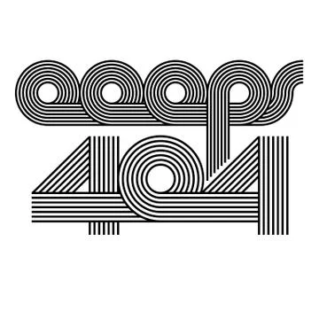 Mockup page error 404 oops information webpage, offset line lettering modern  Stock Illustration